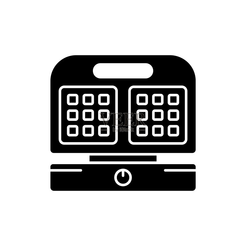 打开盖子的华夫饼机轮廓图标素材