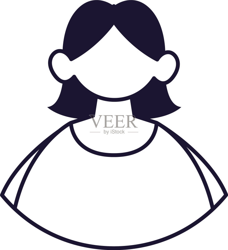 年轻女性线条风格肖像图标图标素材