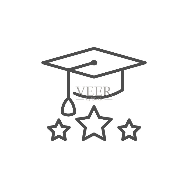毕业帽线条轮廓图标图标素材