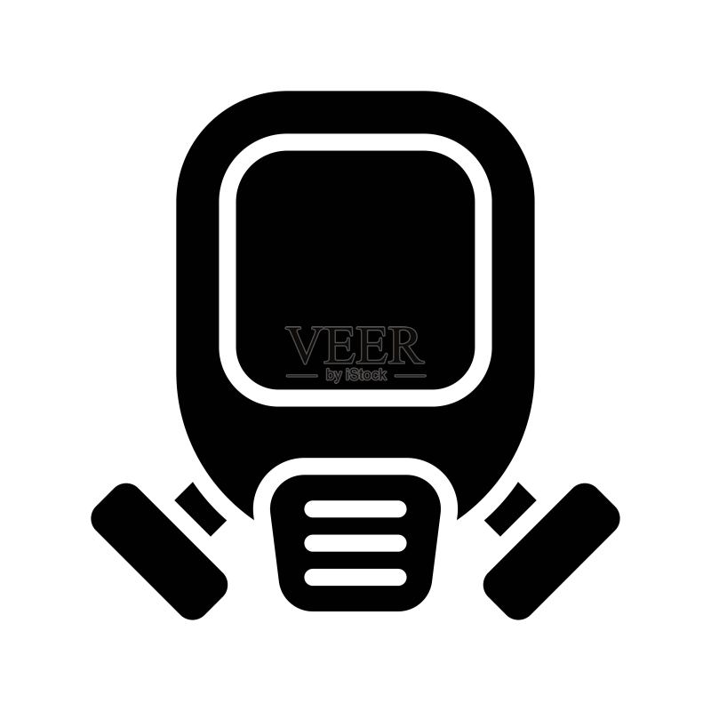 实验室图标:带过滤器的医用防护面罩矢量图图标素材