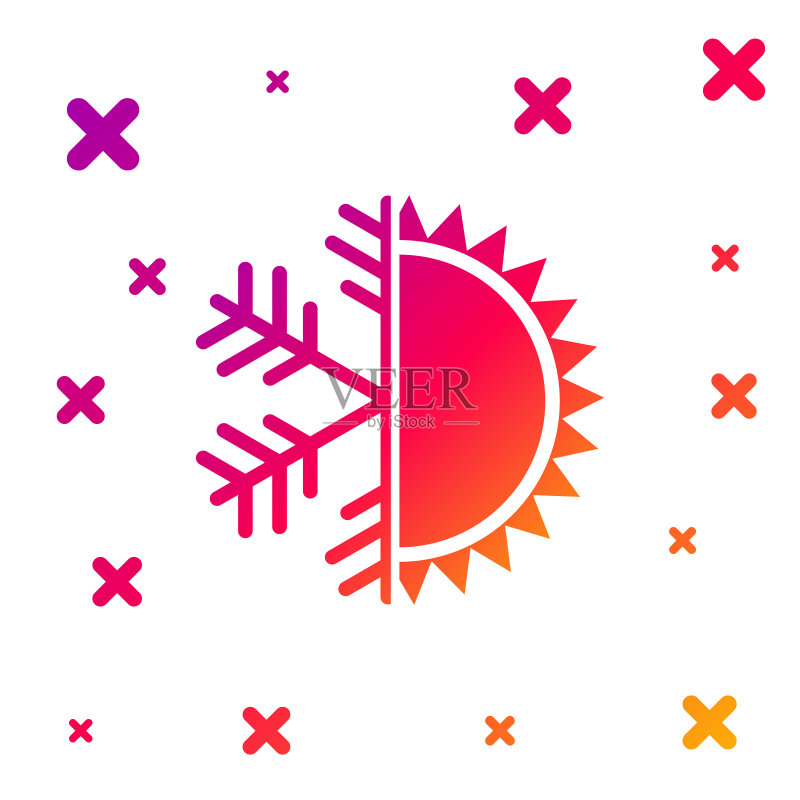 冷热符号:太阳和雪花彩色图标图标素材