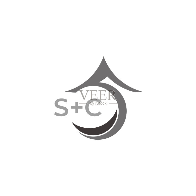 字母SC简约几何箭头3D标志图标素材