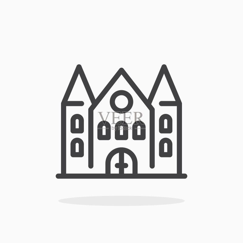 线条城堡图标图标素材