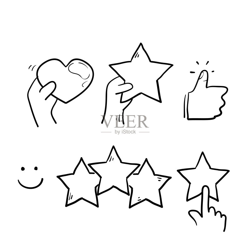 手绘客户满意度矢量线性图标图标素材