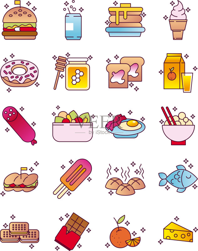 营养食品图标套装图标素材