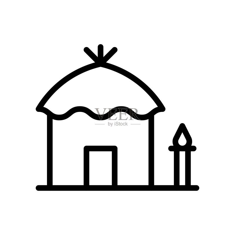 夏威夷小屋矢量线性图标图标素材