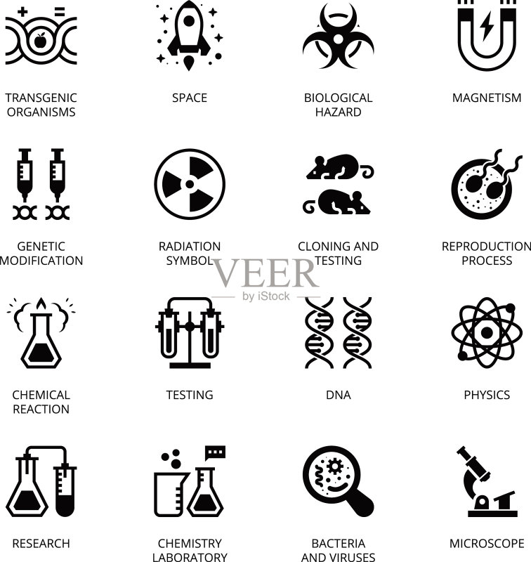 生物化学与遗传学标志符号图标素材