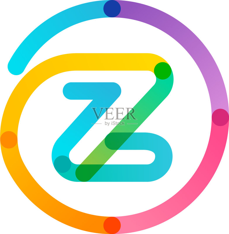 Z字母彩虹渐变圆形标志图标素材