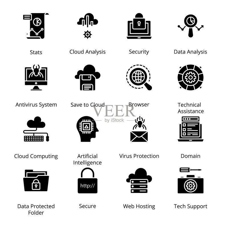 网络和主机Glyph图标图标素材