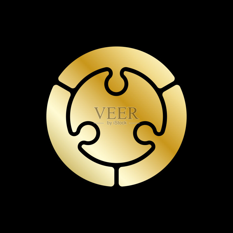 金色抽象圆形Logo设计元素图标素材