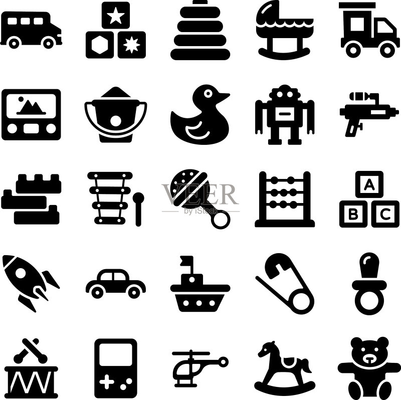 童年玩具的glyph图标包图标素材