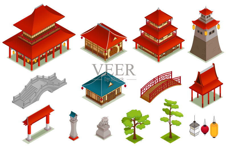 亚洲建筑合集图标素材