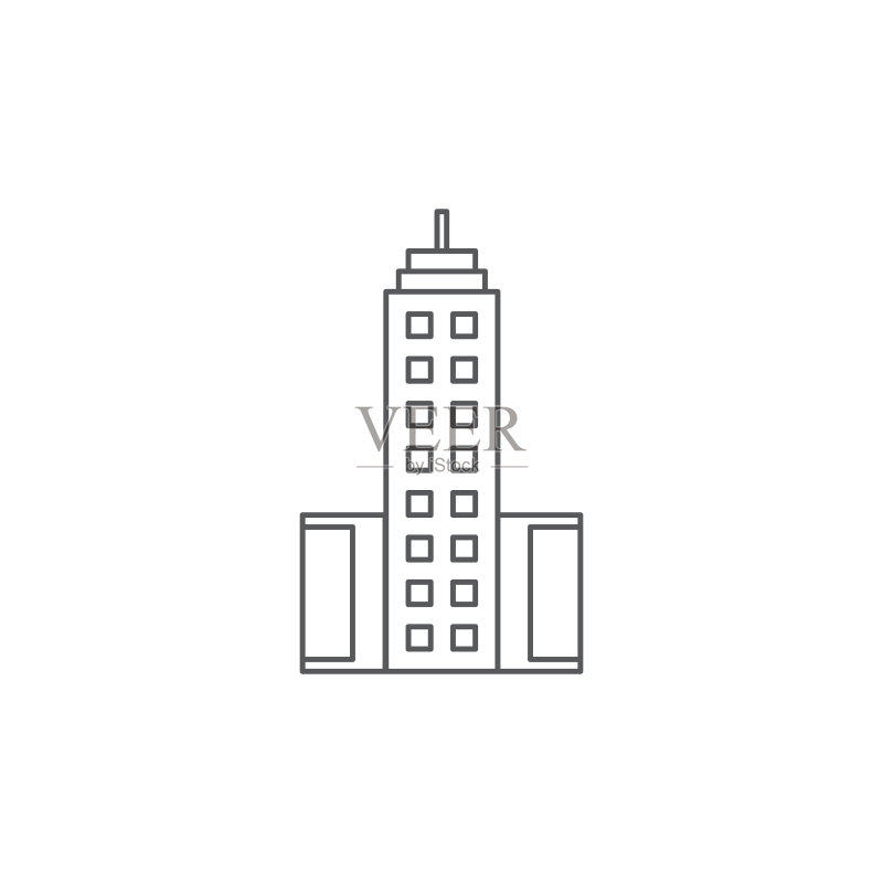 孤立的摩天大楼建筑施工图标图标素材
