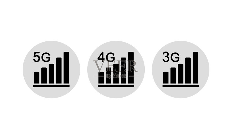 5G 4G 3G图标集或新的移动通信图标素材