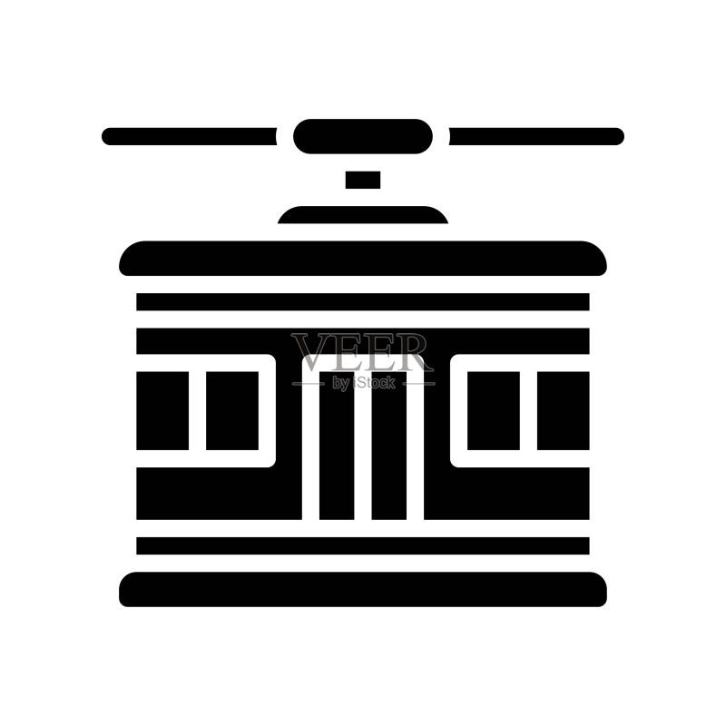 实体设计的缆车交通运输相关图标矢量图图标素材