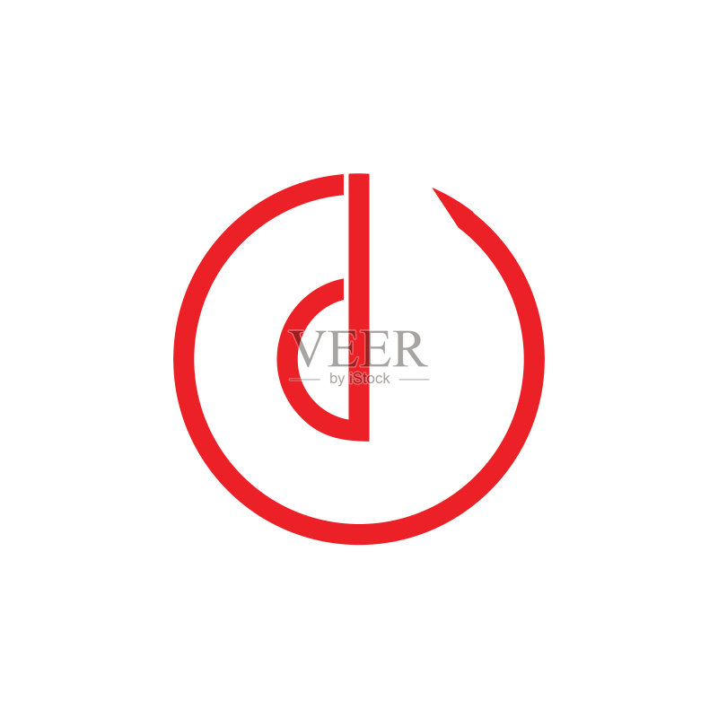 字母D圆形线条几何标志图标素材
