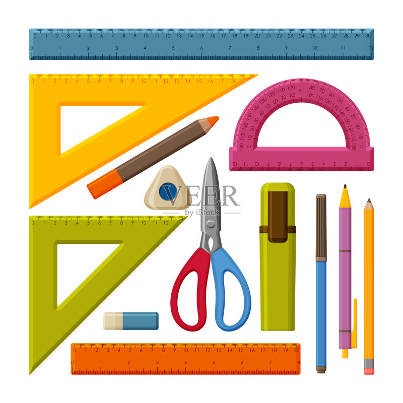 绘图工具套件:学校测量尺图标素材