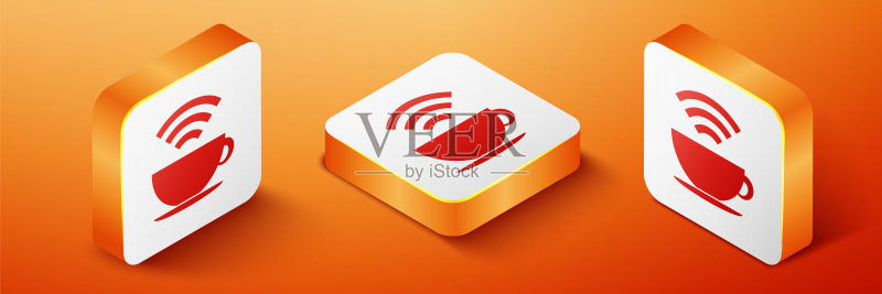 2.5D带免费WiFi咖啡店杯子图标图标素材