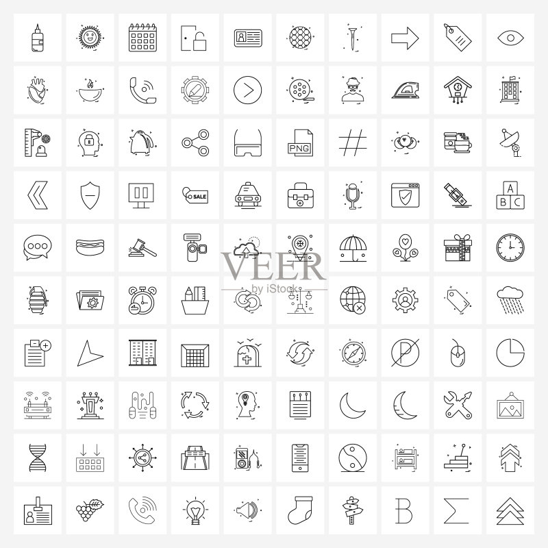 100个Web和移动端通用线性图标图标素材