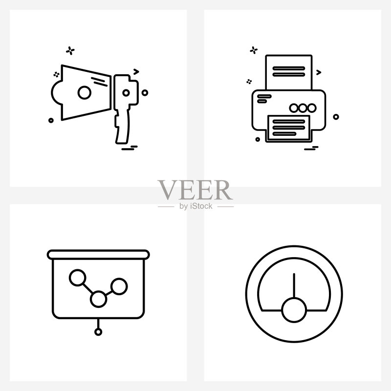 UI 4个基本线条图标合集:扬声器图标素材