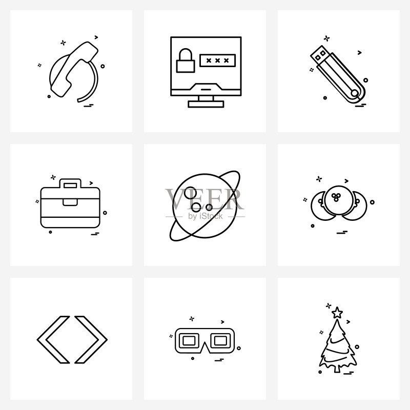 现代简约线条图标:占星学图标素材