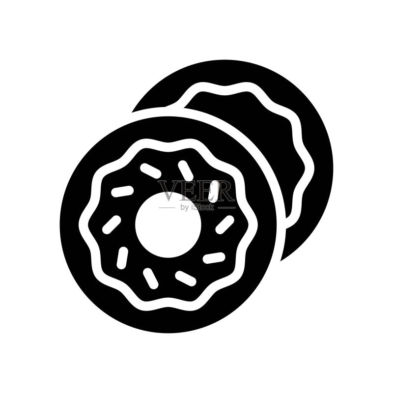 面包店烘焙甜甜圈实心矢量图图标素材