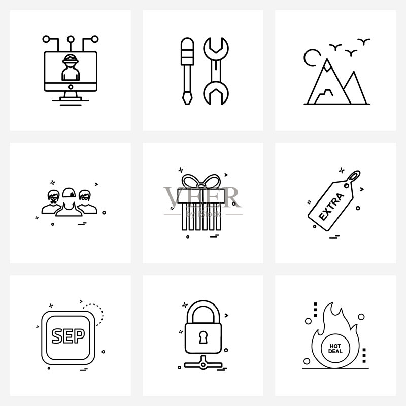 9组简约线条图标群组头像图标素材