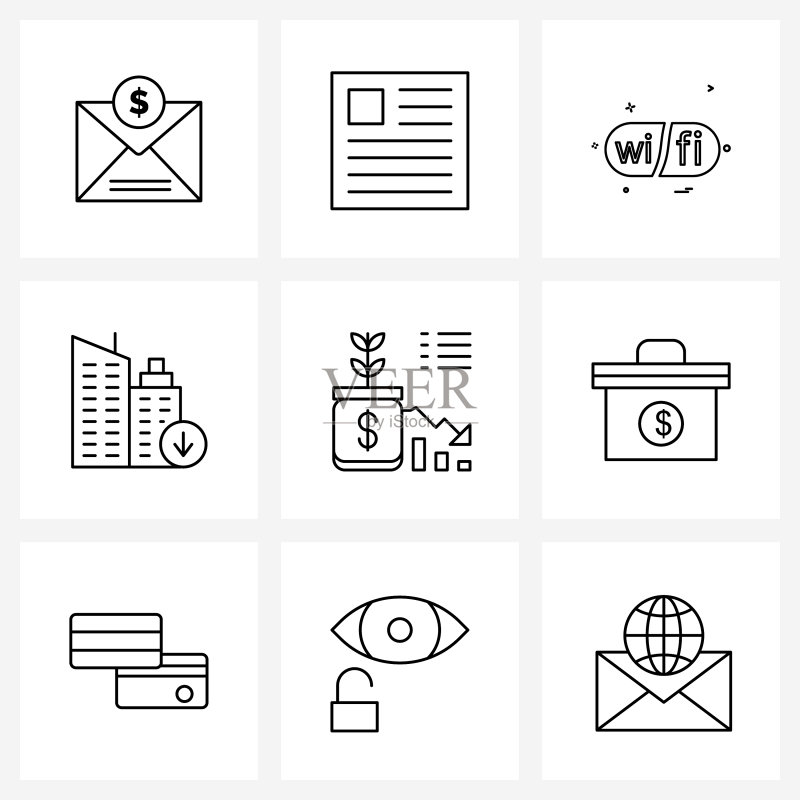 金融线条图标符号图标素材