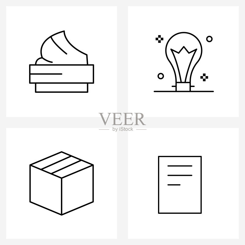 4个Web和移动端通用线性图标:美容图标素材