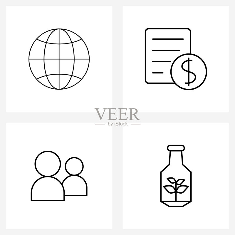 四款通用人物线条图标图标素材