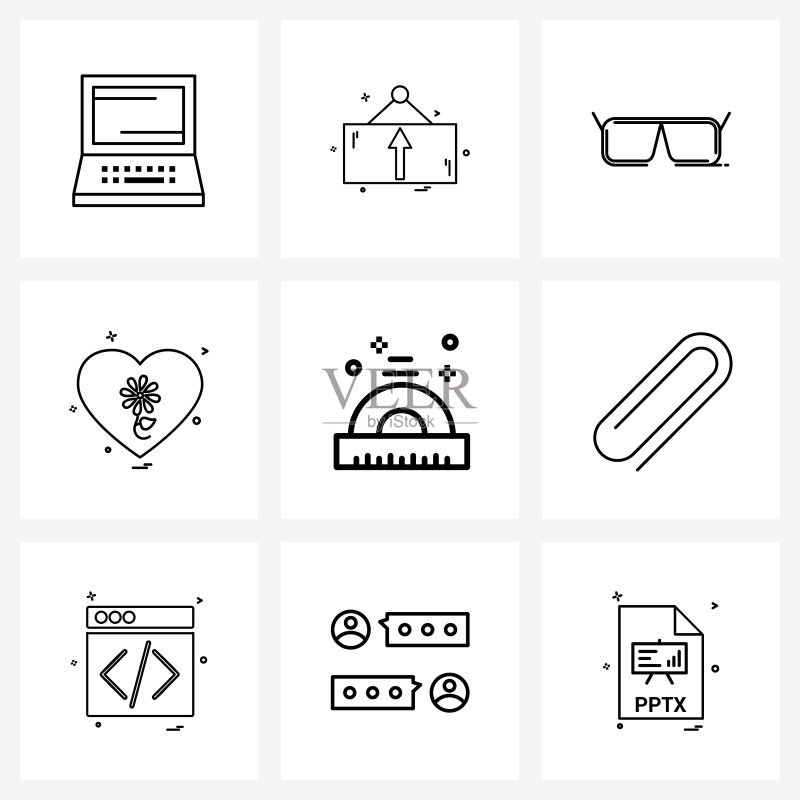 像素完美9线条图标图标素材