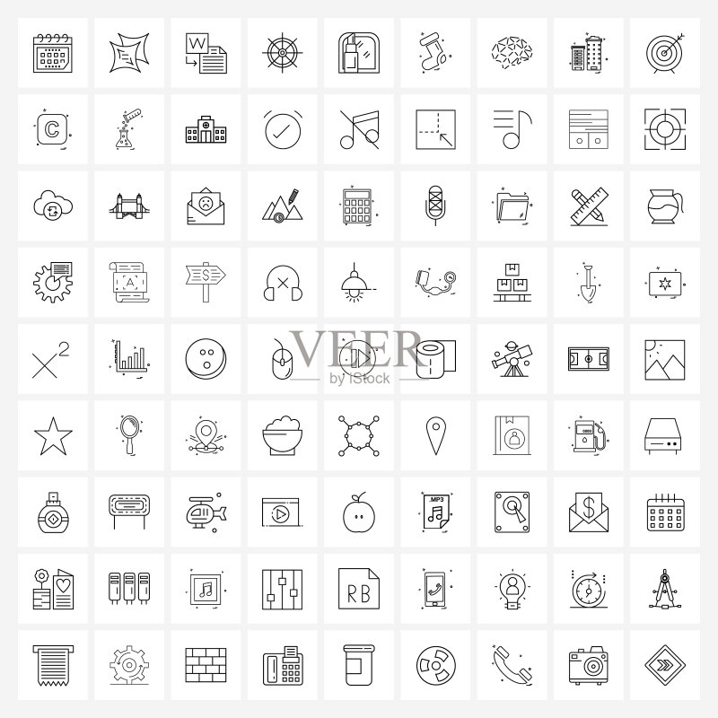 现代线条图标通用符号:各种元素图标素材