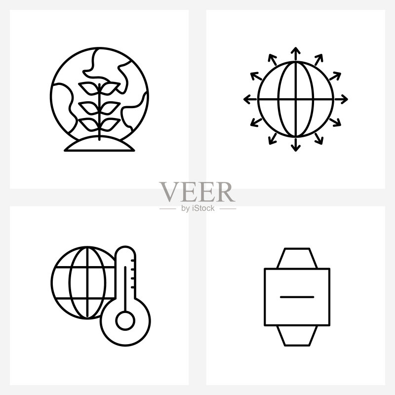 现代线条植物简笔画图标图标素材
