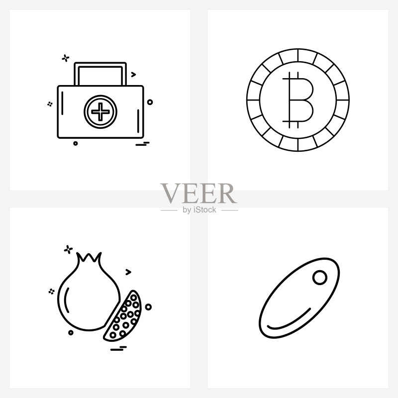 适用于Web和移动医疗的4个通用线性图标图标素材