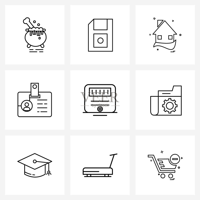 9个用于网页和移动设备的通用线条图标图标素材