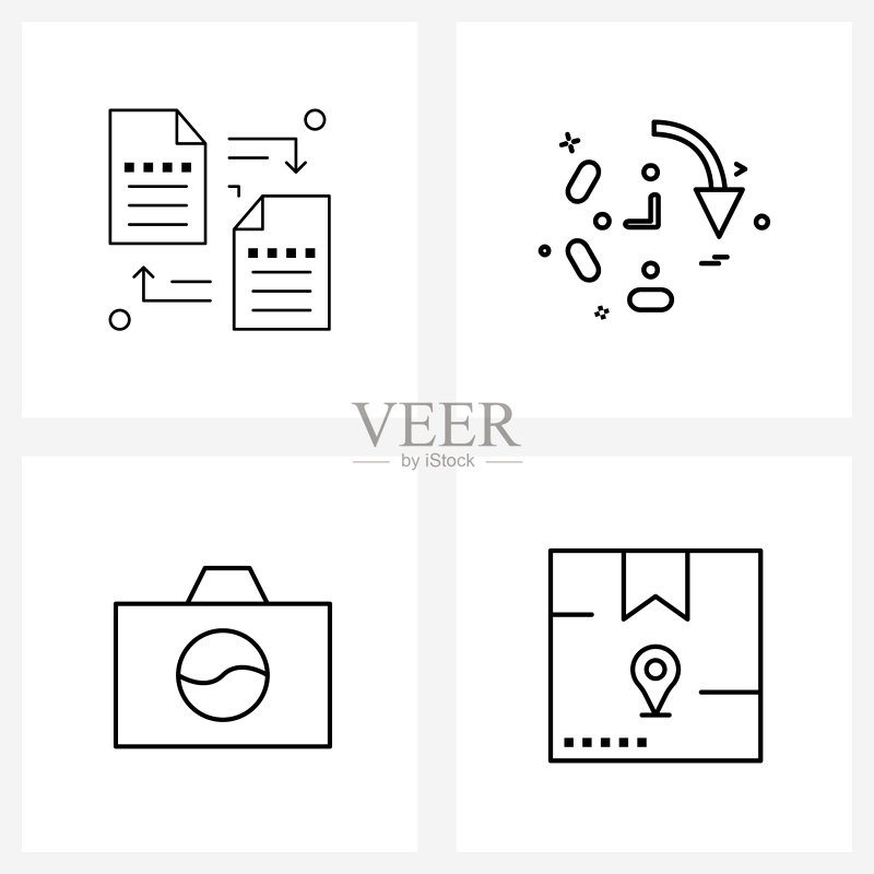 Web开发现代图标四件套图标素材