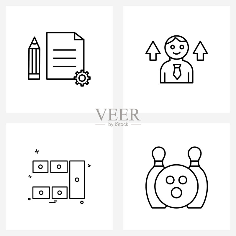 4个Web和移动端通用线性图标:铅笔图标素材