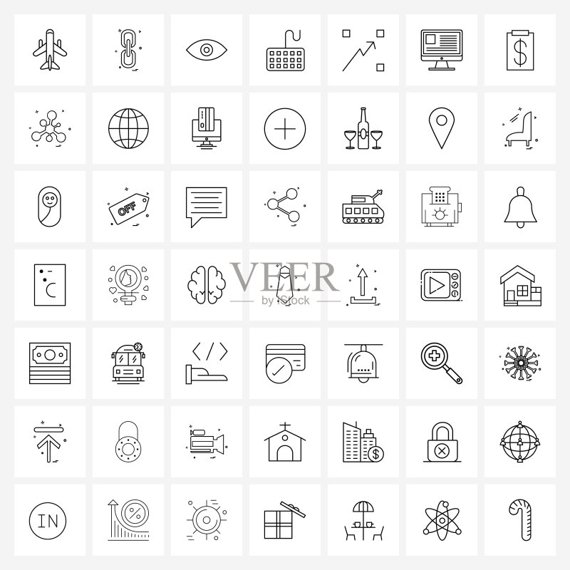 移动UI线性图标合集:49个现代象形图图标素材