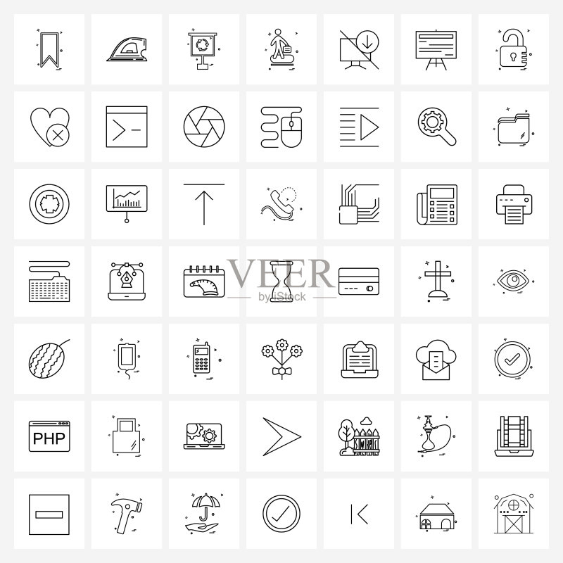 49个UI图标和符号:屏幕图标素材