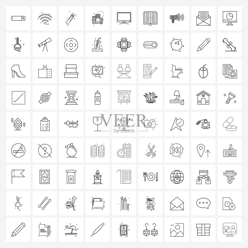 81个通用Web和移动端线条图标图标素材