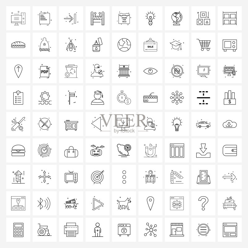 81个通用线性图标板图标素材