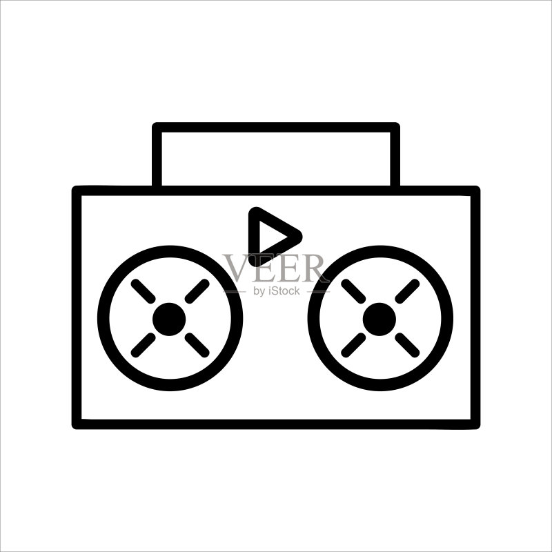 收音机图标矢量轮廓样式图标素材