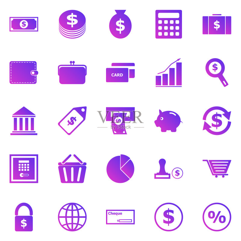 白色背景上的渐变金钱图标图标素材