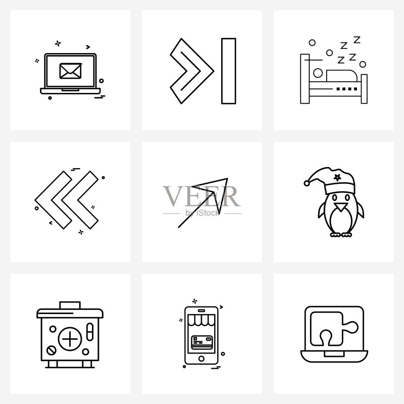 现代线条9简约线条图标图标素材