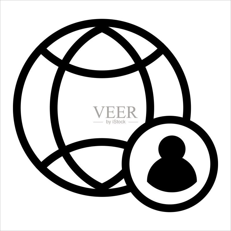 带有用户图标的地球矢量图标图标素材