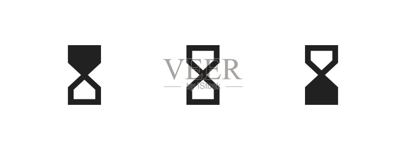 沙漏图标,沙漏时钟符号。矢量扁平风格的小时计时器概念图标素材