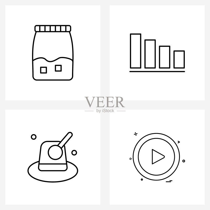 4个Web和移动端通用线性图标:罐子图标素材