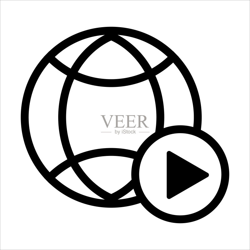 带播放按钮的地球图标矢量图图标素材