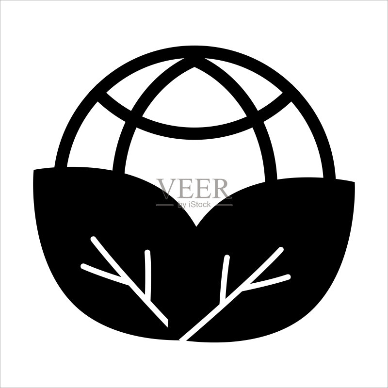 带有树叶的地球矢量图标图标素材
