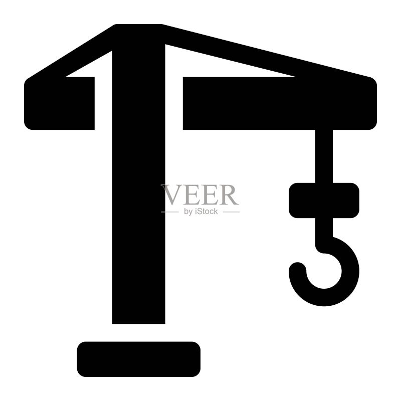 线条风格的塔式起重机图标,建筑重型起重机标志图标素材
